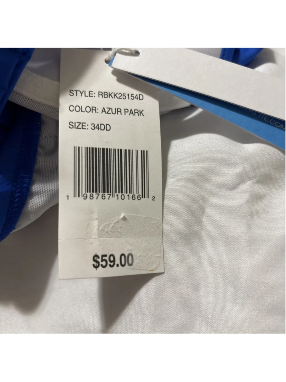 Bleu by Rod Beattie L31067 Womens Blue Key Item Shirred Bikini Top Size 34DD